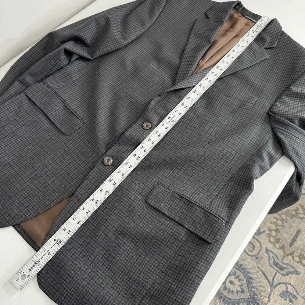 Jack Victor Vince SPJ Blazer Mens 44L Blue Gingham Check Wool Sport Coat Preppy